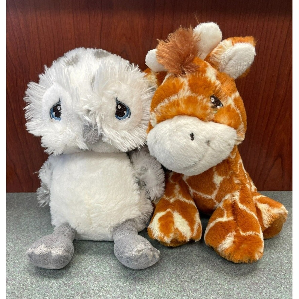 Precious Moments Giraffe & Owl 8" Beanbag Plush Lot White Bird Jungle Soft Silky